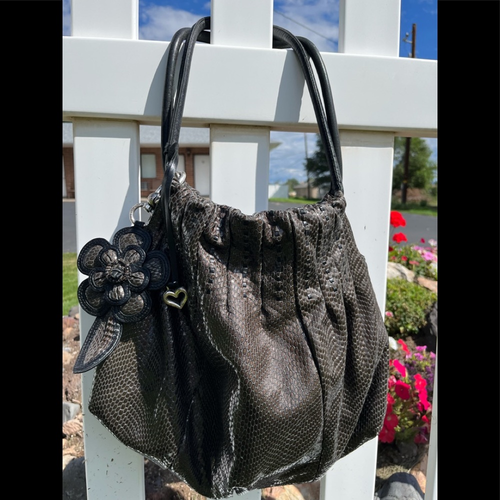 Brighton Patent Leather Mock Snake Skin Bag